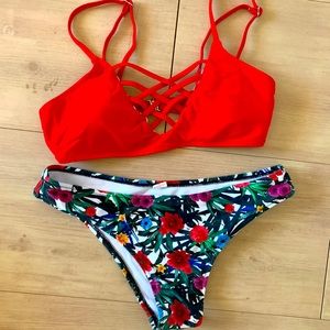 Tropical print swimsuit